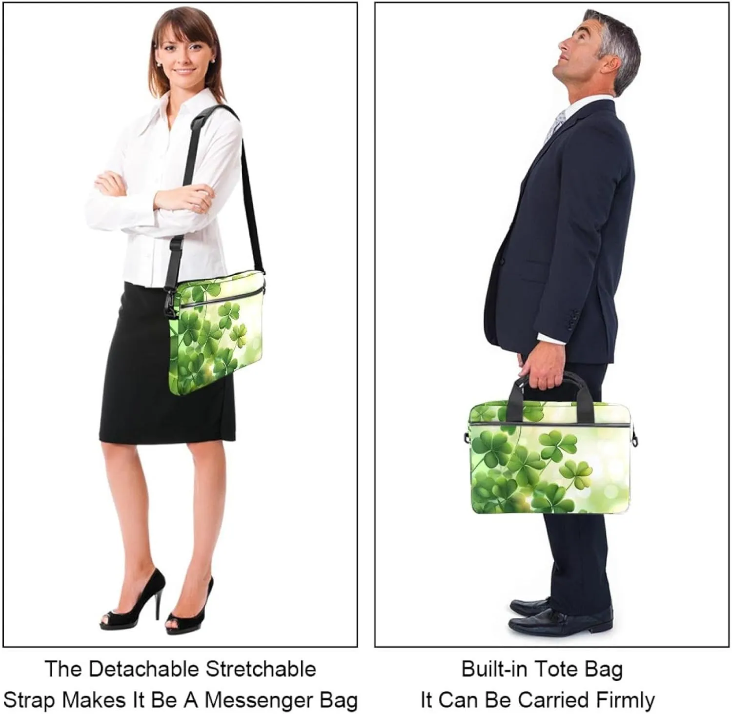 Spring Pattern with Twigs and Moon Laptop Shoulder Bag Slim Computer Briefcase Laptop Sleeve Messenger Case