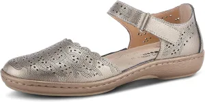 Spring Step Women's SABRIYE Leather Mary Jane Shoes – Laser-Cut Design, Adjustable Hook-and-Loop Closure, Padded Comfort, Flexible Sole