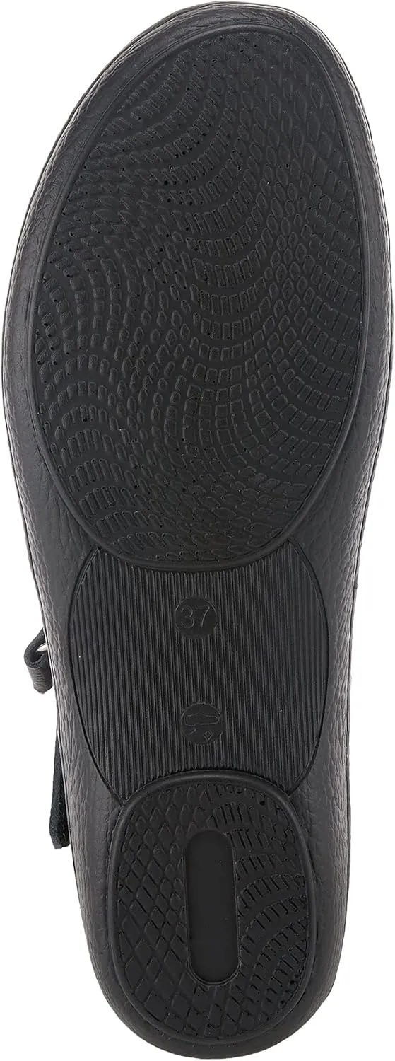 Spring Step Women's SABRIYE Leather Mary Jane Shoes – Laser-Cut Design, Adjustable Hook-and-Loop Closure, Padded Comfort, Flexible Sole