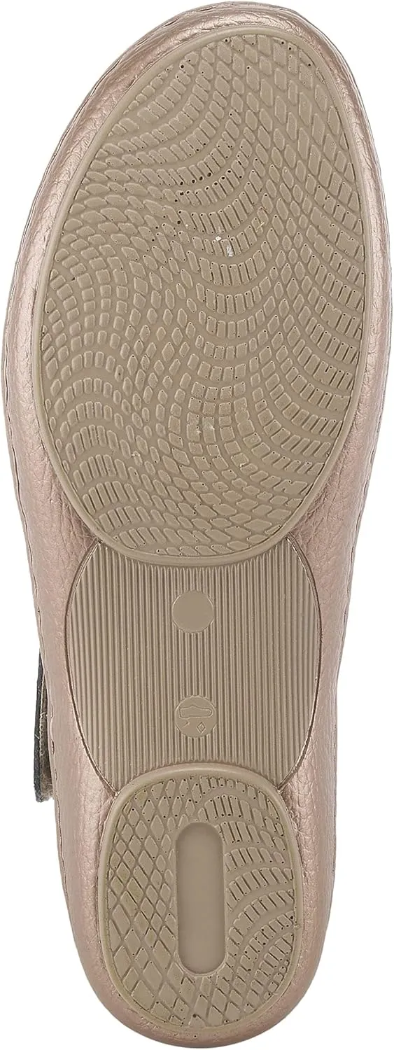 Spring Step Women's SABRIYE Leather Mary Jane Shoes – Laser-Cut Design, Adjustable Hook-and-Loop Closure, Padded Comfort, Flexible Sole