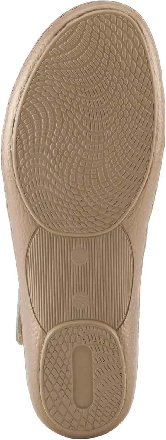 Spring Step Women's SABRIYE Leather Mary Jane Shoes – Laser-Cut Design, Adjustable Hook-and-Loop Closure, Padded Comfort, Flexible Sole