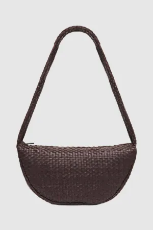 St Agni Lattice Weave Crescent Bag in Port