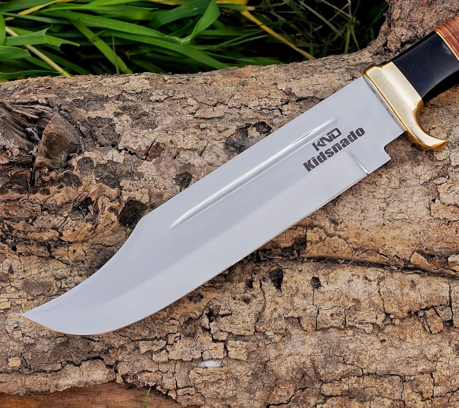 Stainless Steel Handmade Fixed Blade Hunting Knife with Sheath - Crocodile Dundee Bowie Knife with firm Grip Handle made of Horn & Leather for outdoor camping(D Bowie)