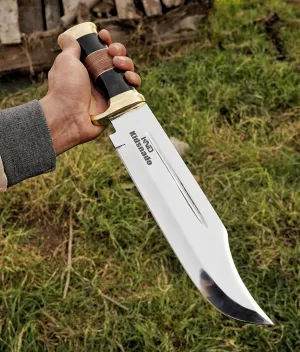 Stainless Steel Handmade Fixed Blade Hunting Knife with Sheath - Crocodile Dundee Bowie Knife with firm Grip Handle made of Horn & Leather for outdoor camping(D Bowie)