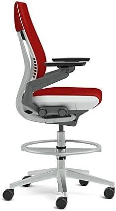 Steelcase Gesture 442 Stool Chair - Espresso Elmosoft Leather, Shell Back, Light on Light Frame