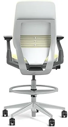 Steelcase Gesture 442 Stool Chair - Espresso Elmosoft Leather, Shell Back, Light on Light Frame