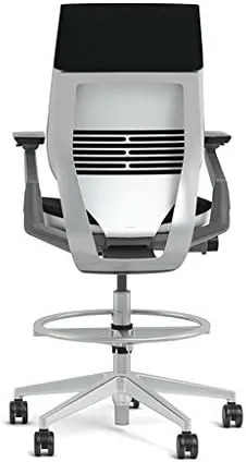 Steelcase Gesture 442 Stool Chair - Saddle Elmosoft Leather, Wrapped Back, Light on Dark Frame