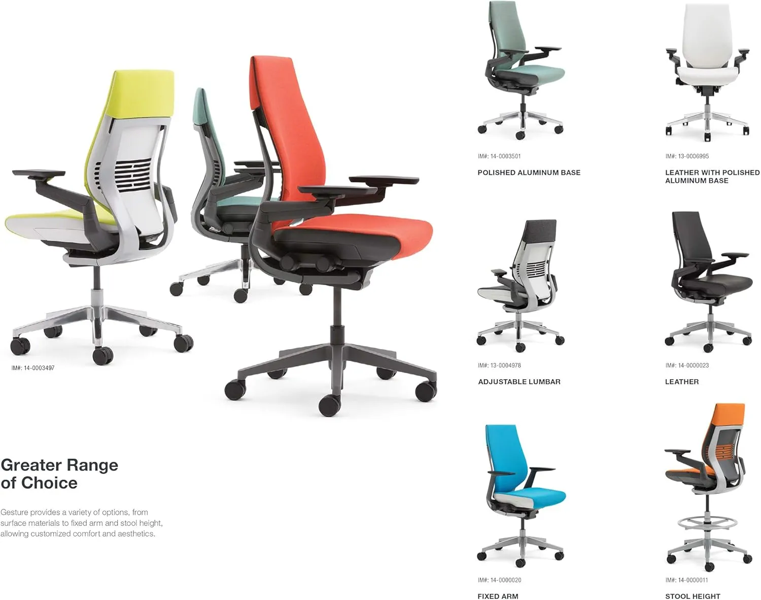Steelcase Gesture Office Chair - Black Leather, Low Seat Height, Wrapped Back, Dark on Dark Frame, Lumbar Support
