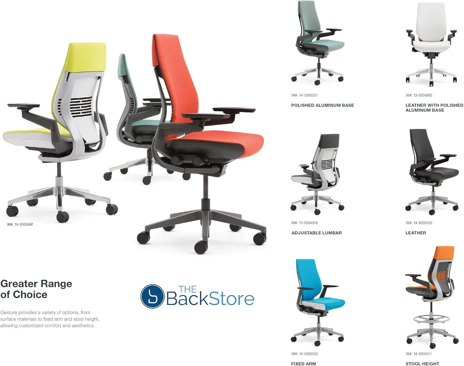 Steelcase Gesture Office Desk Chair with Headrest in Elmosoft Genuine Ebony L112 Leather Plus Lumbar Support High Black Frame wth Soft Hard Floor Casters