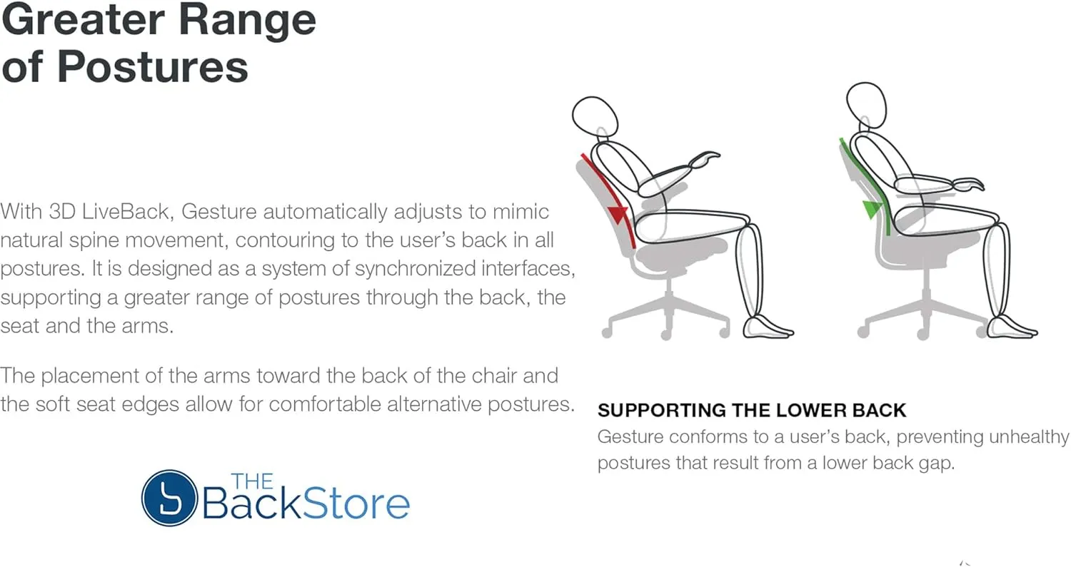 Steelcase Gesture Office Desk Chair with Headrest in Elmosoft Genuine Ebony L112 Leather Plus Lumbar Support High Black Frame wth Soft Hard Floor Casters