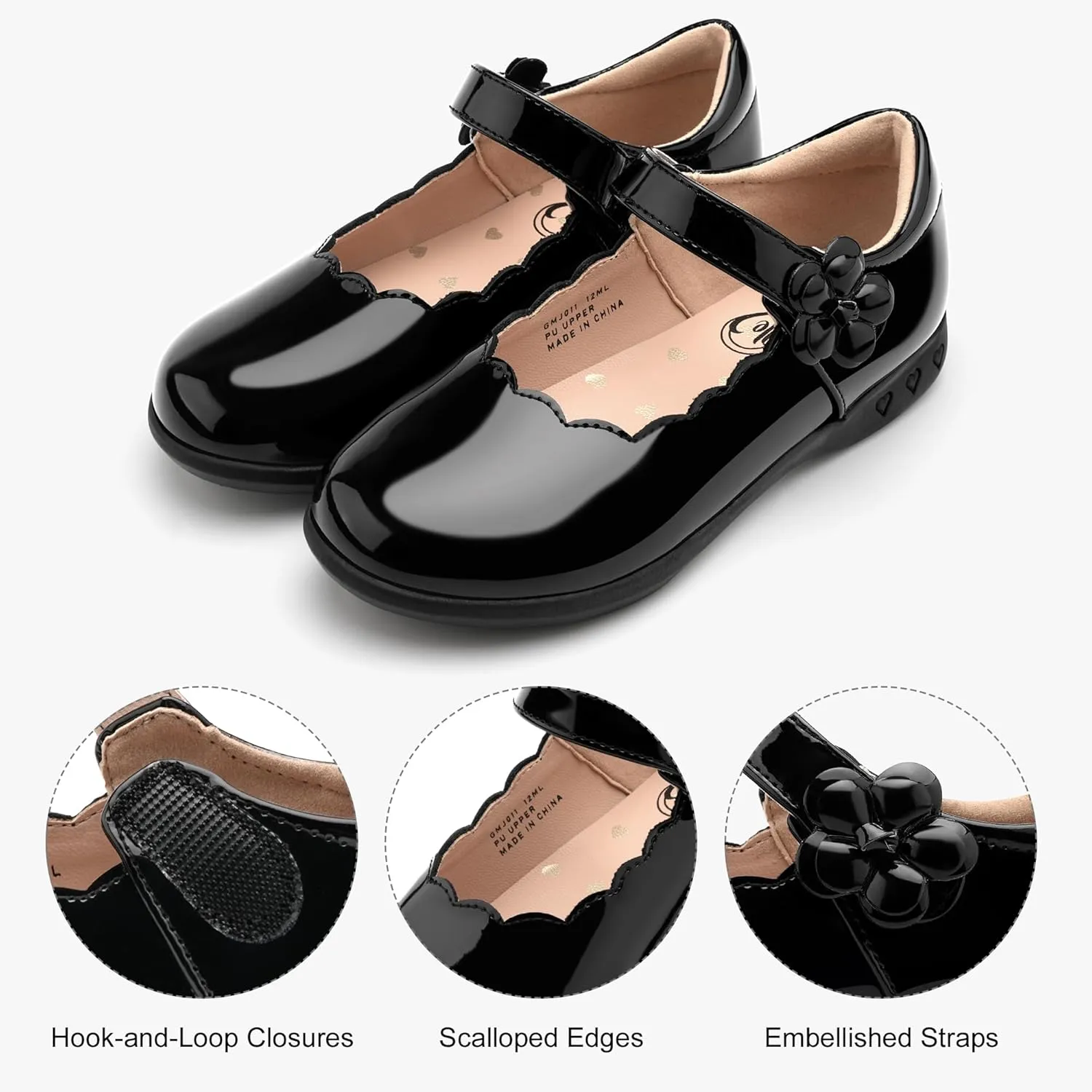 Stelle Girls School Shoes Mary Jane Uniform Dress Flat Shoes Retro Style Oxford Church Music Recitals(Little/Big Kids)
