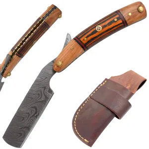 Straight Razor | Straight Edge-Razor Sharp High Hardness Real Damascus Steel Cutthroat Straight Edge-Blade | Barber Razor (347)