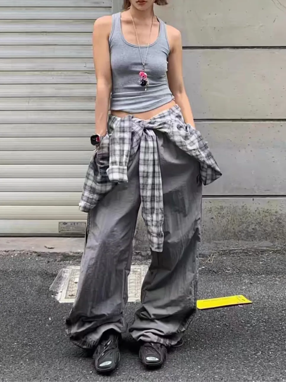Striped Baggy Parachute Pants Y2k Track Pants Unisex Streetwear Fashion Drawstring Sweatpants