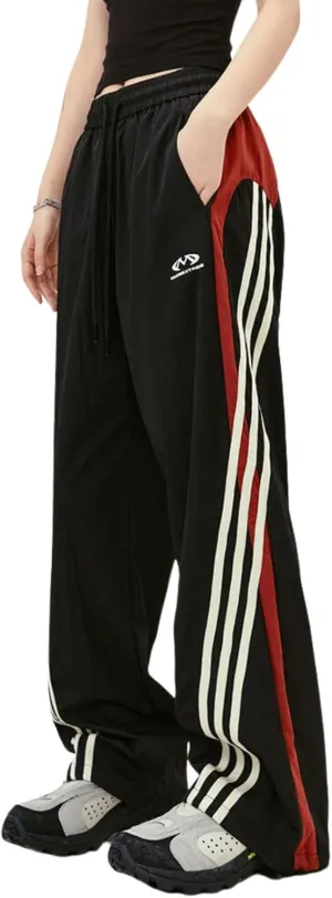 Striped Baggy Parachute Pants Y2k Track Pants Unisex Streetwear Fashion Drawstring Sweatpants
