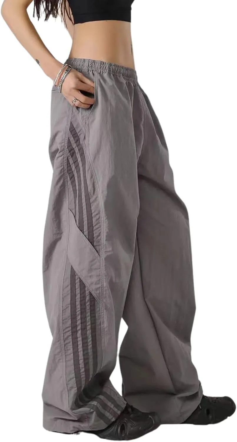 Striped Baggy Parachute Pants Y2k Track Pants Unisex Streetwear Fashion Drawstring Sweatpants