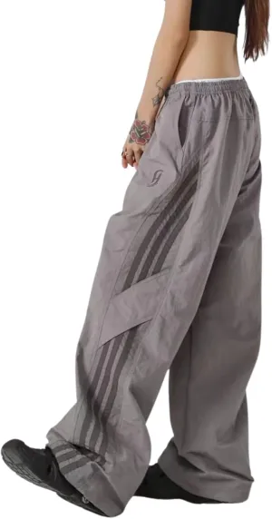Striped Baggy Parachute Pants Y2k Track Pants Unisex Streetwear Fashion Drawstring Sweatpants