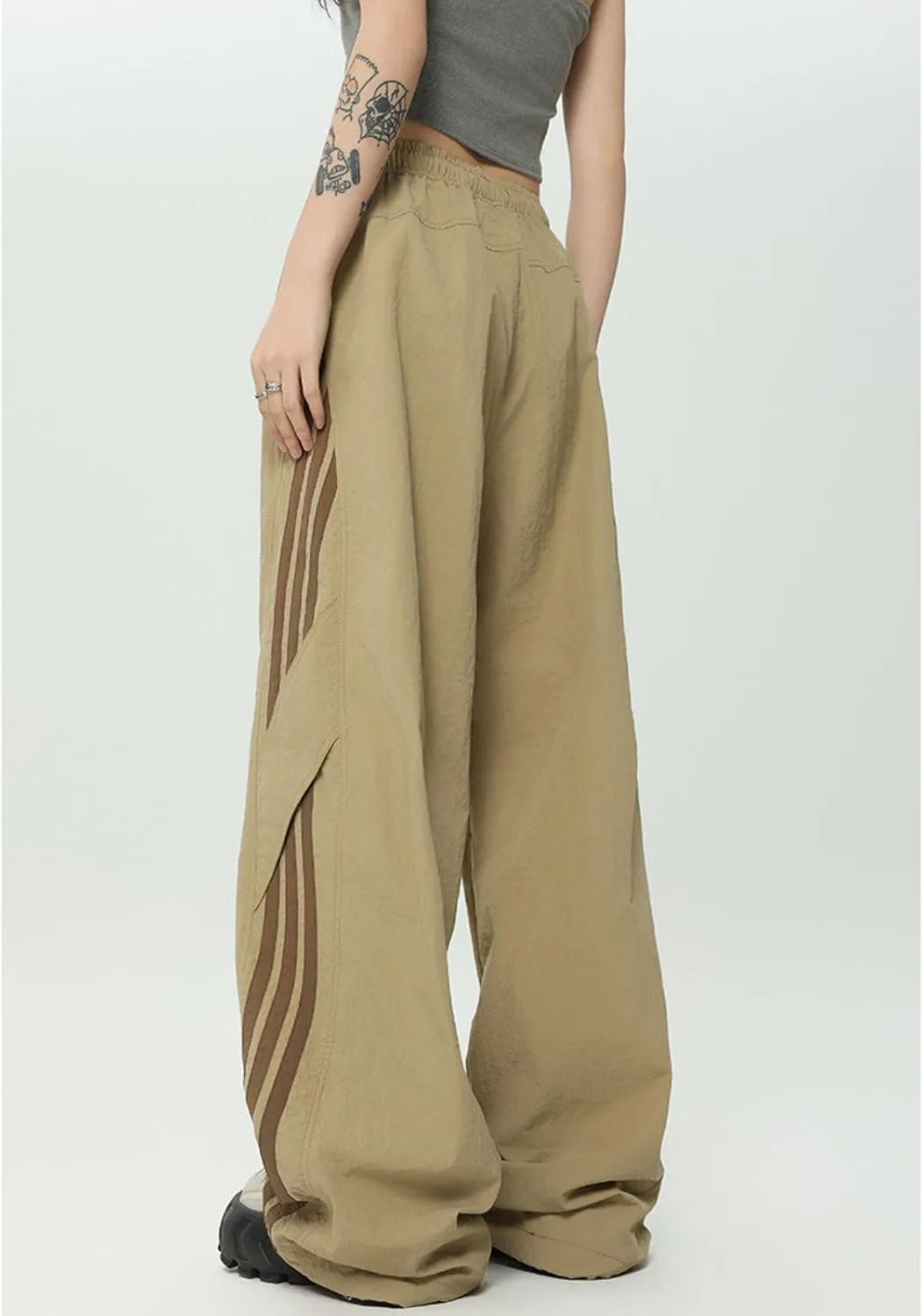 Striped Baggy Parachute Pants Y2k Track Pants Unisex Streetwear Fashion Drawstring Sweatpants