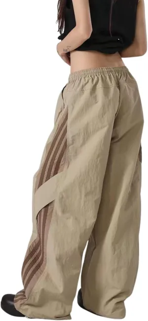 Striped Baggy Parachute Pants Y2k Track Pants Unisex Streetwear Fashion Drawstring Sweatpants