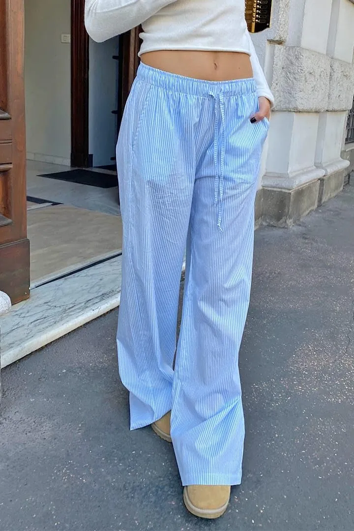 Striped Lounge Pants Womens Plaid Checkered Wide Leg Pajama Pj Pants Y2k Comfy Linen Drawstring Gingham Sleep Pants