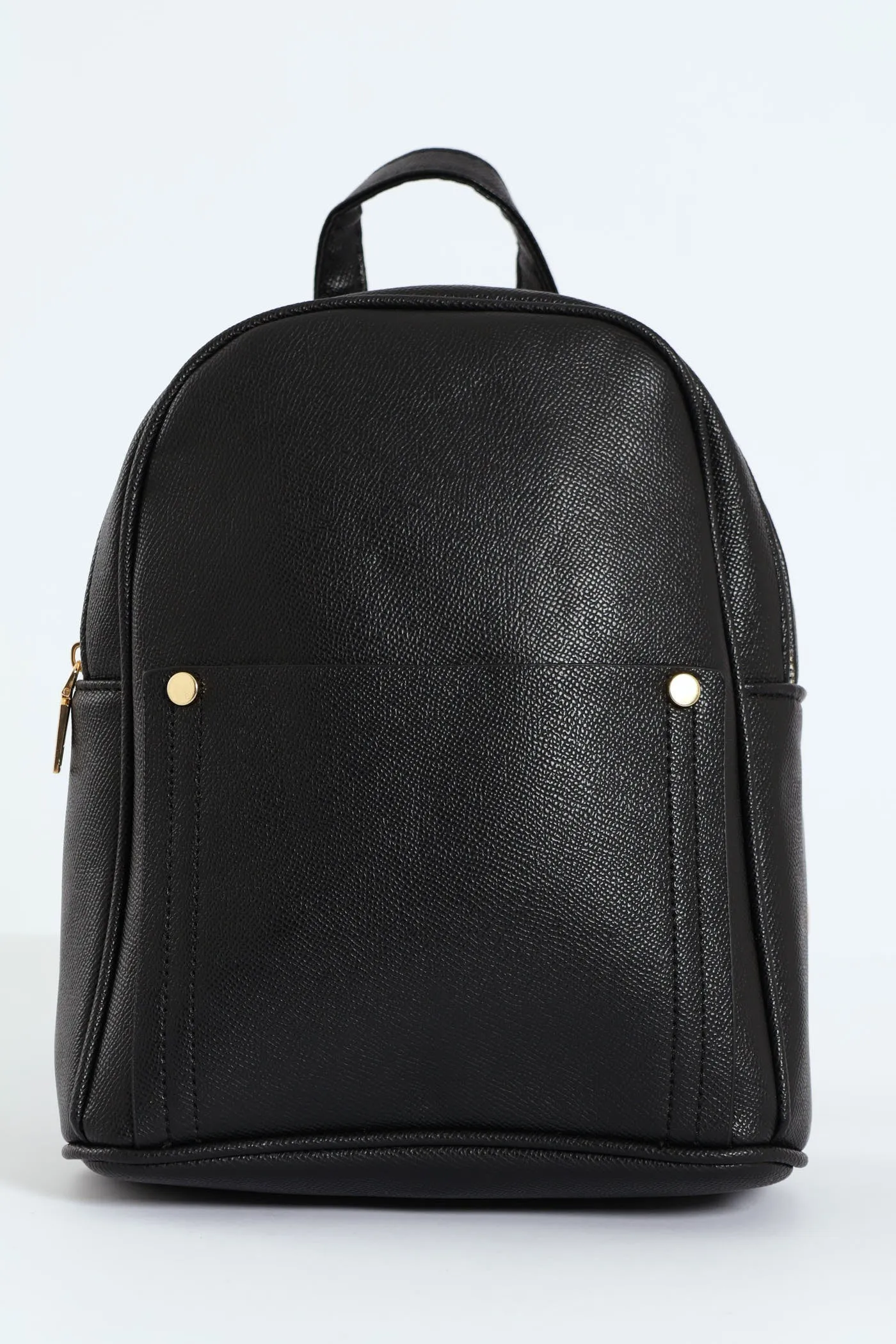 Stud Detail Top Handle Pebble Backpack - Black