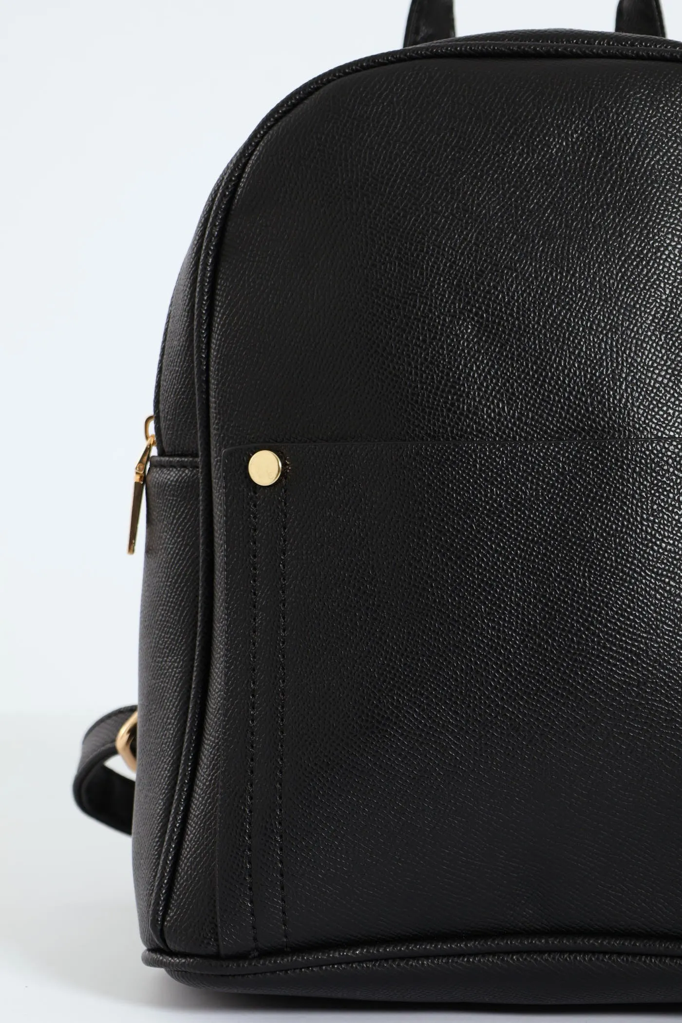 Stud Detail Top Handle Pebble Backpack - Black
