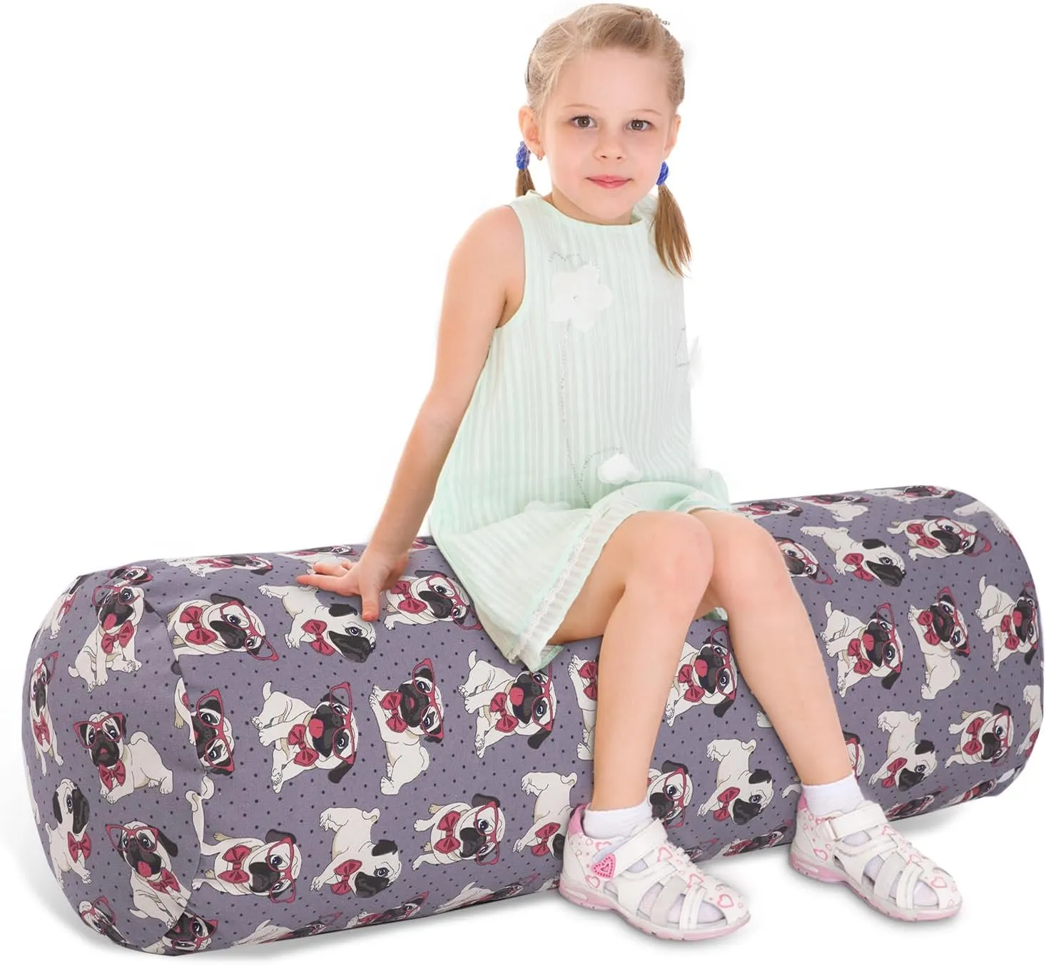 Stuffed Animal Storage Bean Bag Chair Cover (No Filler), Cylinder Plush Toy Storage Stuff and Sit Seat for Kids Boys and Girls, Canvas Large Soft Sit & Play Sofa with YKK Zipper