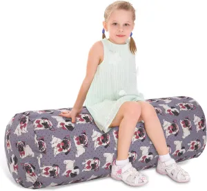 Stuffed Animal Storage Bean Bag Chair Cover (No Filler), Cylinder Plush Toy Storage Stuff and Sit Seat for Kids Boys and Girls, Canvas Large Soft Sit & Play Sofa with YKK Zipper