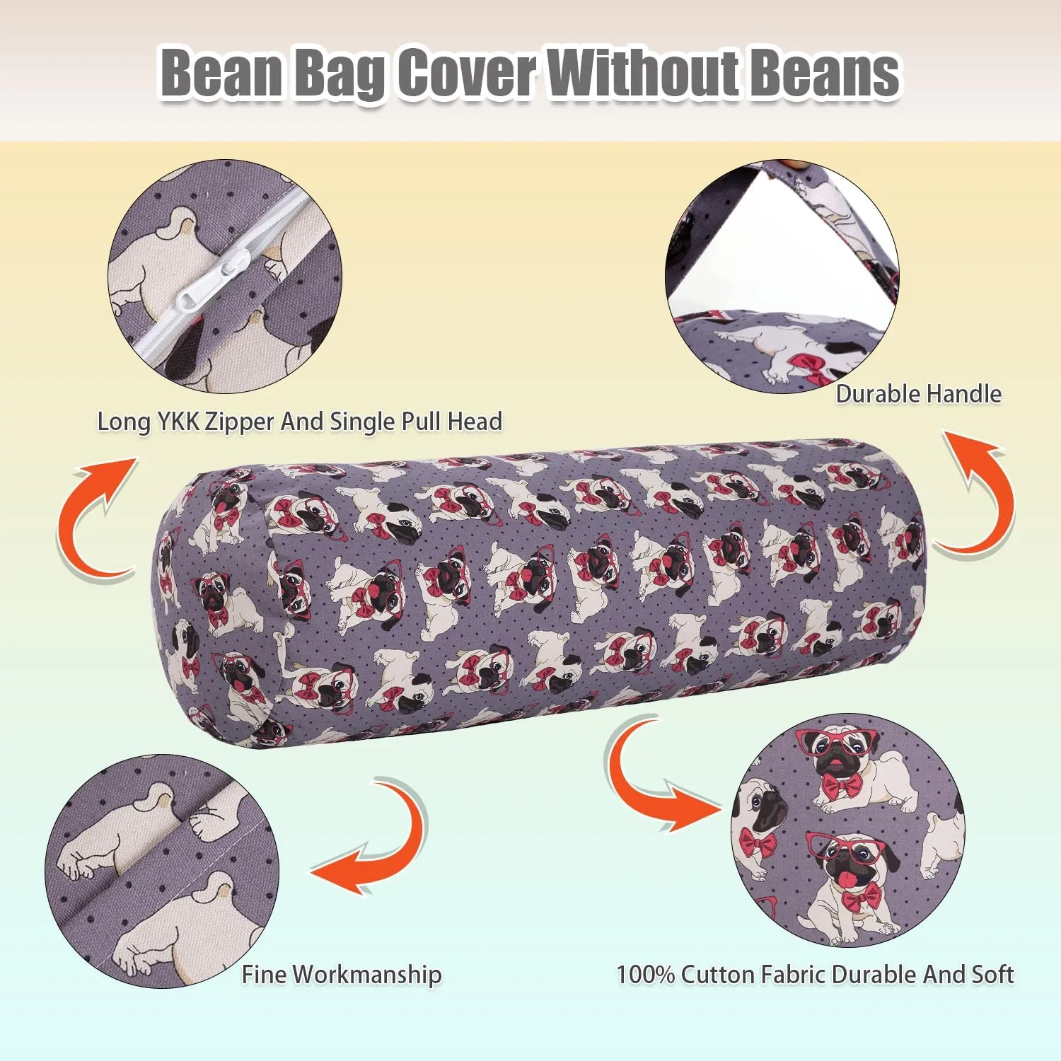 Stuffed Animal Storage Bean Bag Chair Cover (No Filler), Cylinder Plush Toy Storage Stuff and Sit Seat for Kids Boys and Girls, Canvas Large Soft Sit & Play Sofa with YKK Zipper