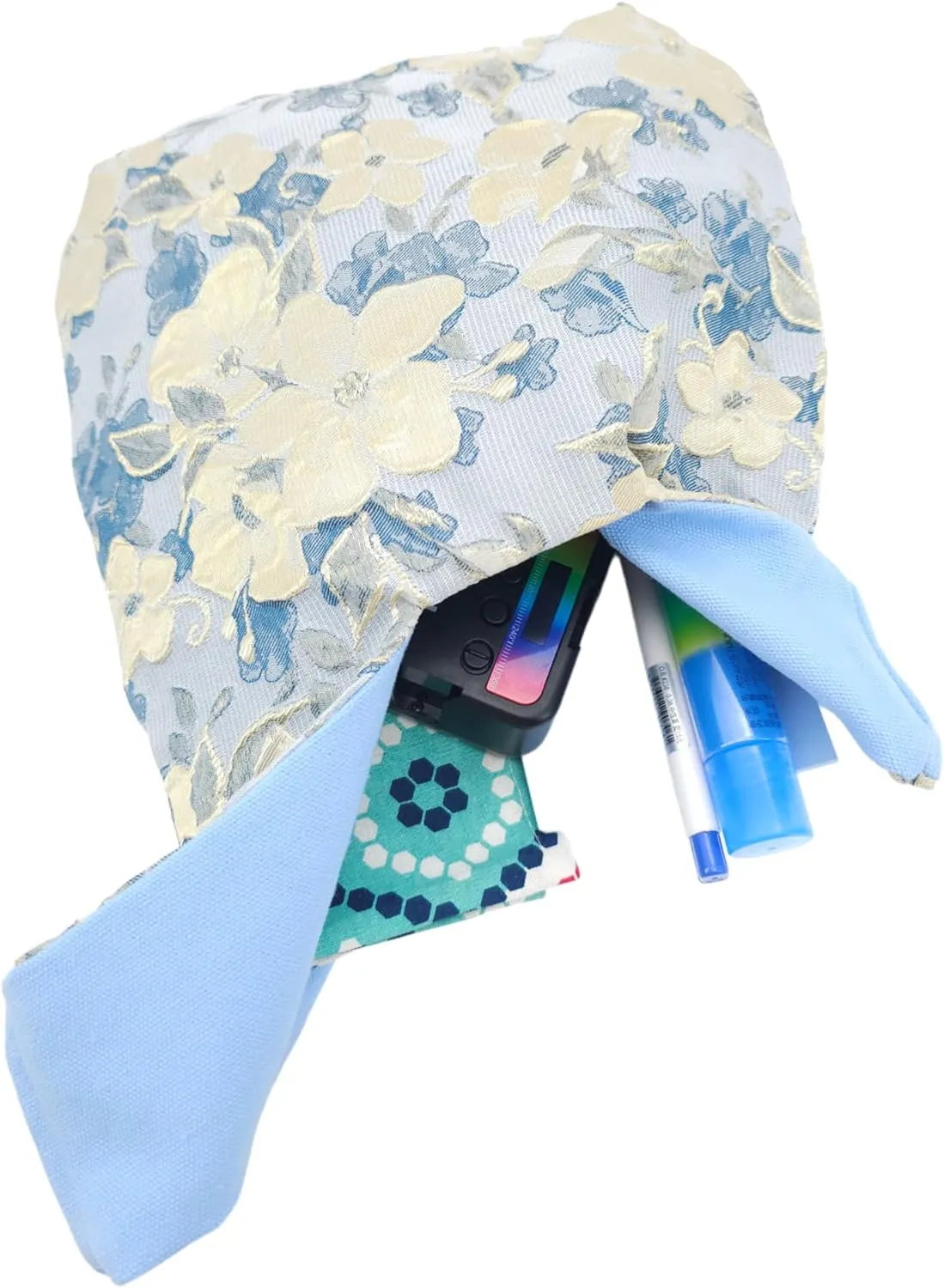 Stylish Cotton Japanese Pattern Wrist Bag Sleeve Knot Pouch Portable Canvas Tote Purse for Female, Women