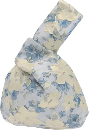 Stylish Cotton Japanese Pattern Wrist Bag Sleeve Knot Pouch Portable Canvas Tote Purse for Female, Women