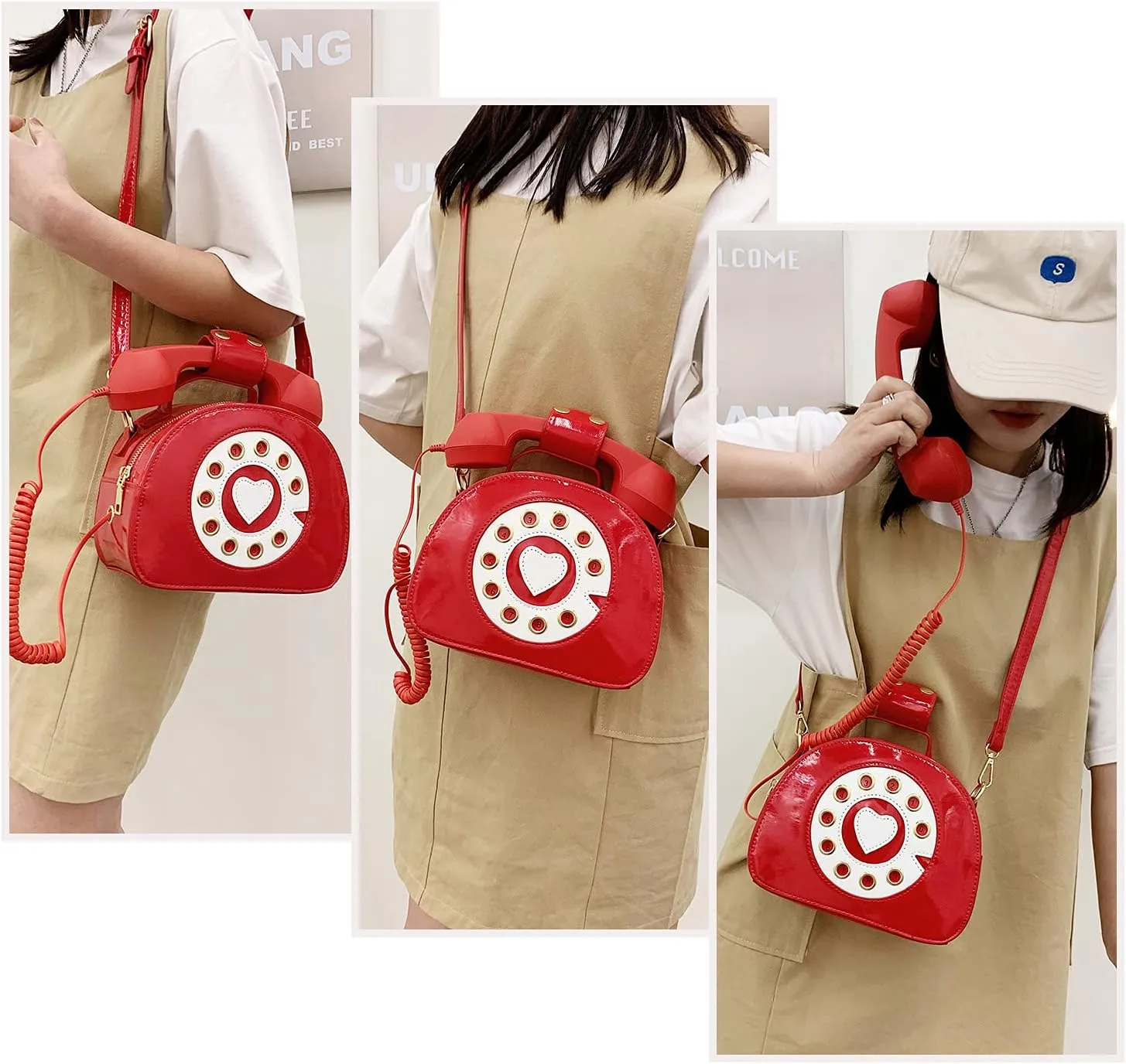 SUKUTU Telephone Shaped Purse Shoulder Crossbody Tote Bags Women Retro Phone Top-Handle Handbags for Girls