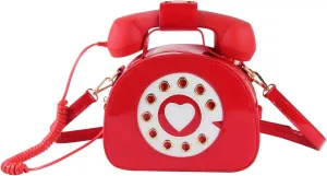 SUKUTU Telephone Shaped Purse Shoulder Crossbody Tote Bags Women Retro Phone Top-Handle Handbags for Girls