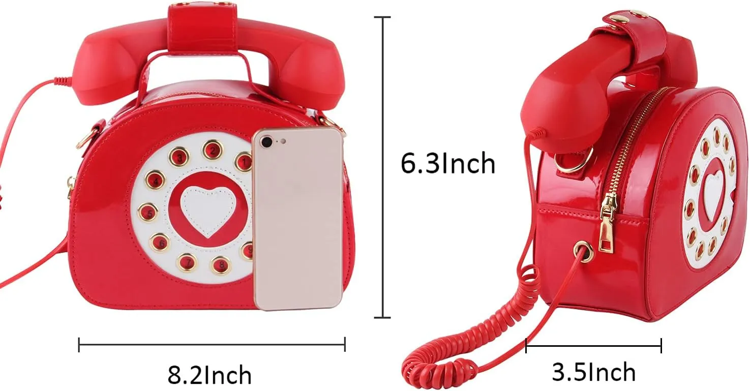 SUKUTU Telephone Shaped Purse Shoulder Crossbody Tote Bags Women Retro Phone Top-Handle Handbags for Girls