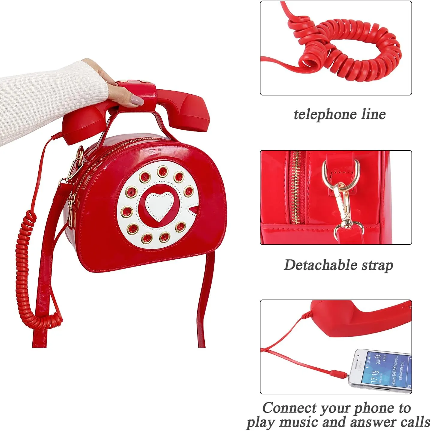 SUKUTU Telephone Shaped Purse Shoulder Crossbody Tote Bags Women Retro Phone Top-Handle Handbags for Girls