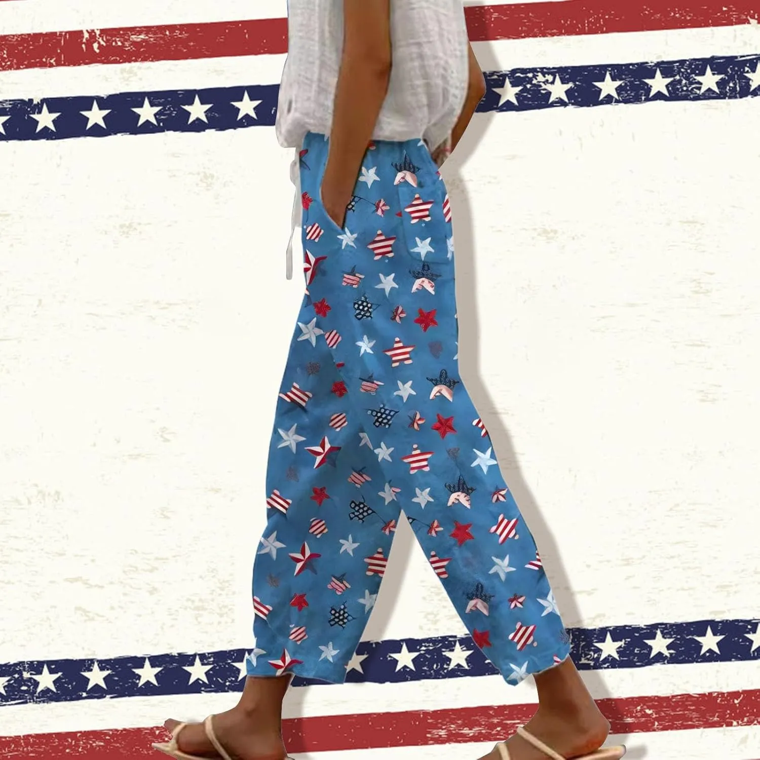 Summer Capri Pants for Women 2024 Casual Pants Womens Linen Summer Capri Pants 2024 Striped Linen Pants Women Linen