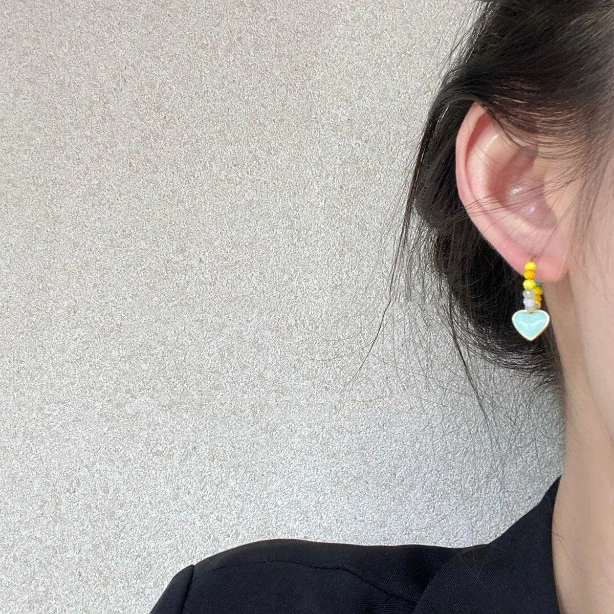 Summer Colourful Beaded Heart Earrings Sweet Fashion Jewellery for Women Girls