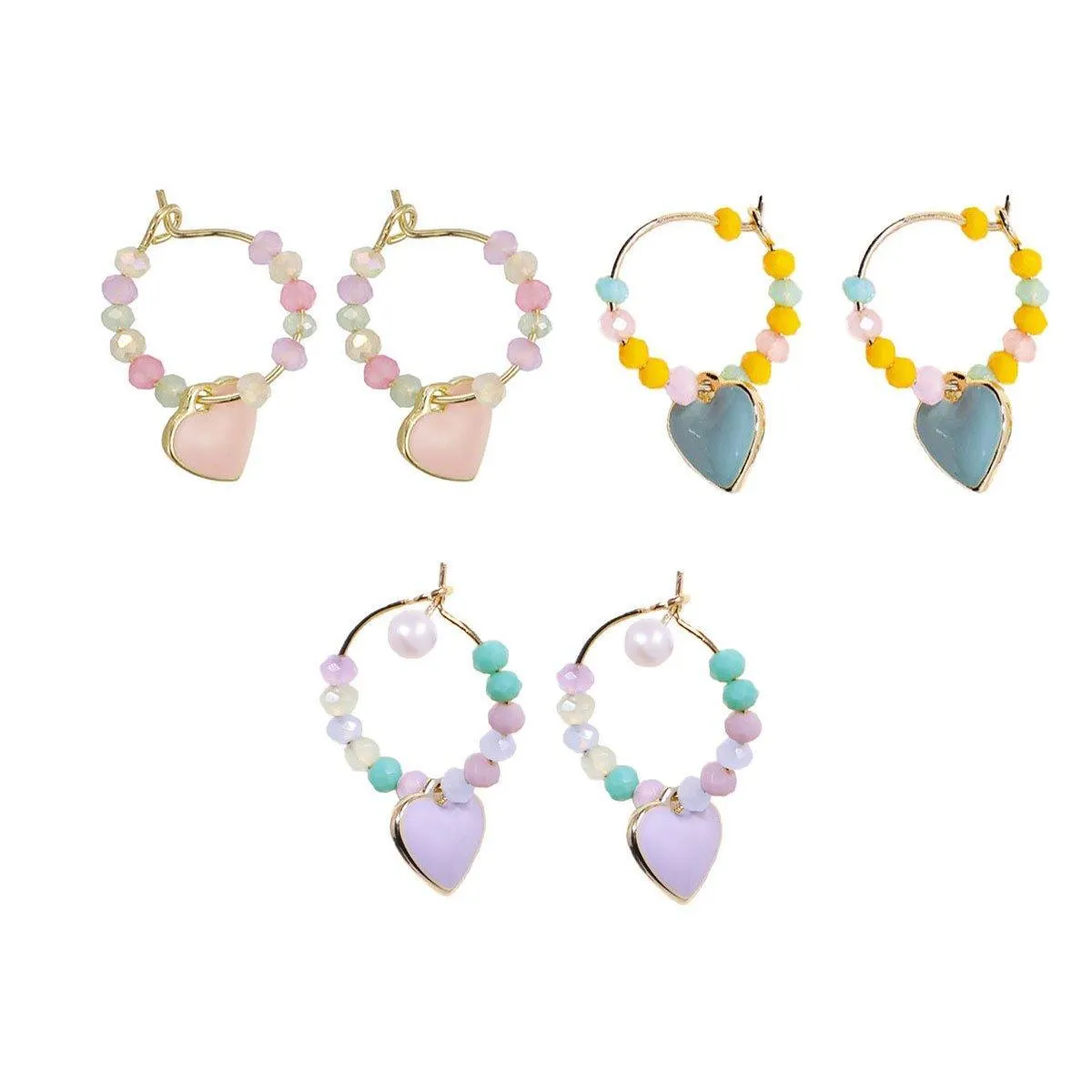 Summer Colourful Beaded Heart Earrings Sweet Fashion Jewellery for Women Girls