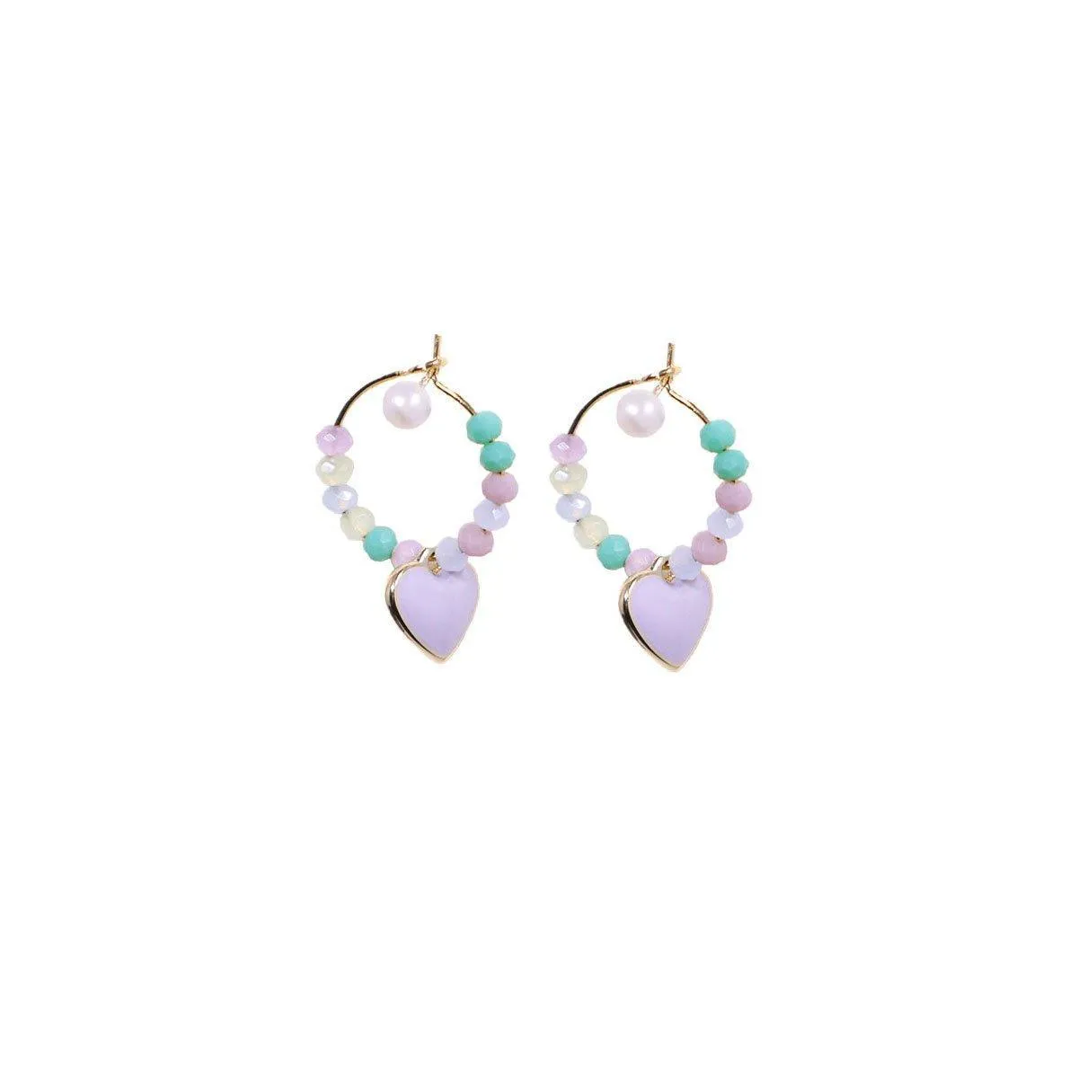 Summer Colourful Beaded Heart Earrings Sweet Fashion Jewellery for Women Girls