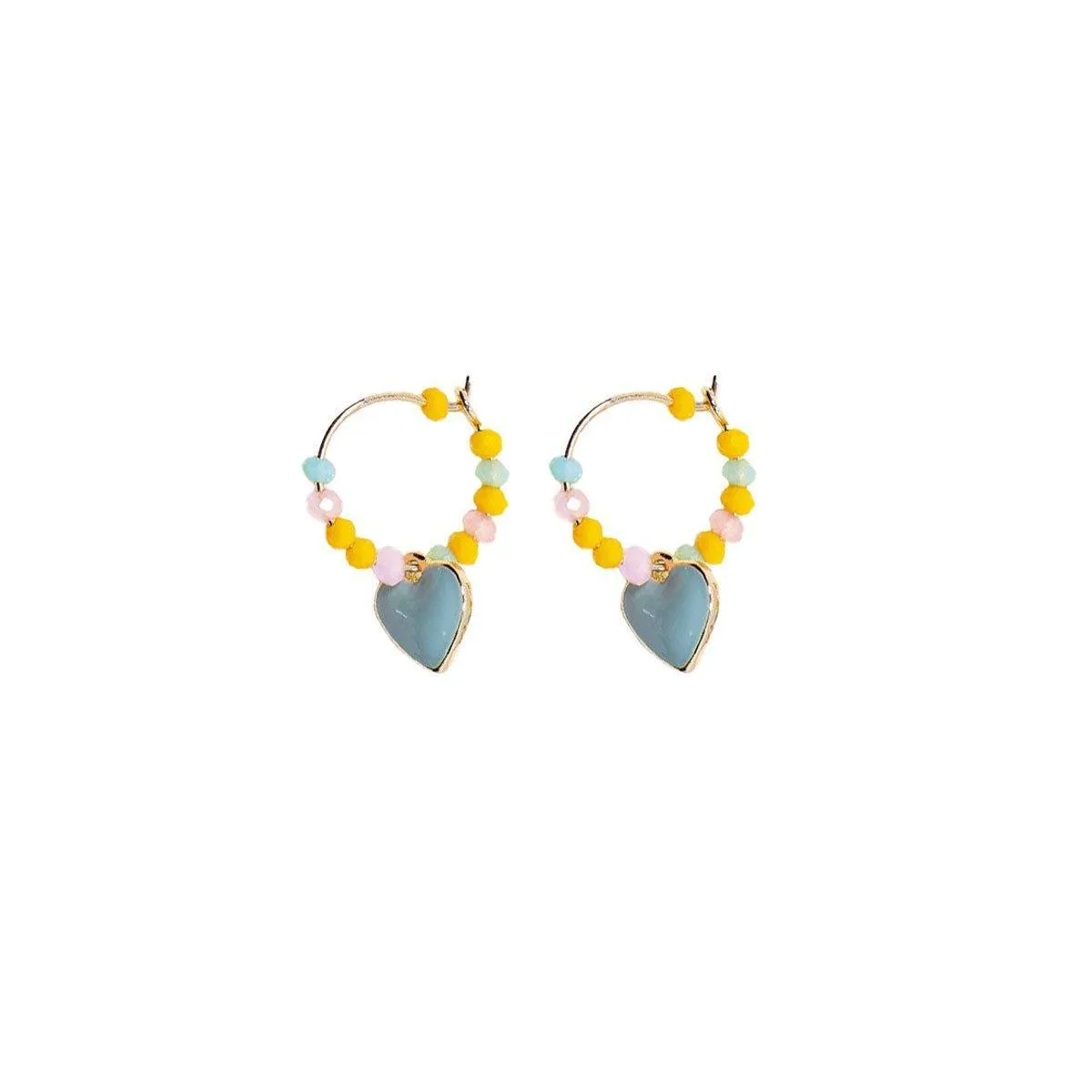 Summer Colourful Beaded Heart Earrings Sweet Fashion Jewellery for Women Girls