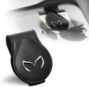 Sunglasses Holder for Car Leather Glasses Frame, Eyeglass Hanger Card Clip Car Sun Visor Accessories Compatible with Mazda 2 3 6 CX-3 CX-5 CX-9