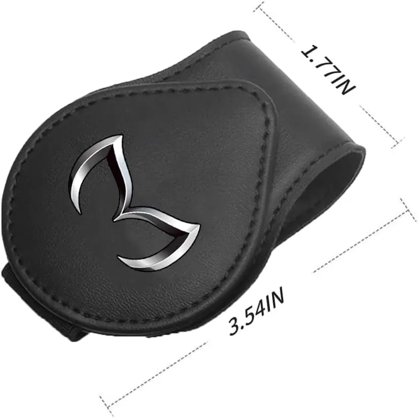 Sunglasses Holder for Car Leather Glasses Frame, Eyeglass Hanger Card Clip Car Sun Visor Accessories Compatible with Mazda 2 3 6 CX-3 CX-5 CX-9