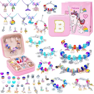 SUREHOME Charm Bracelet Making Kit Kids Jewelry Making Kits Teen Girls Toys Age 6-8 Arts and Crafts for Girls 8-12 Personalized Birthday Gifts for 8-10 7 9 Year Old Gifts Trendy Stuff