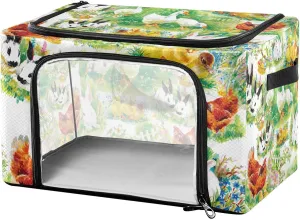 susiyo Clothes Storage Bags Farm Ducklings Chickens Hares Comforter Storage Bag Foldable Large Closet Blanket Bag with Clear Window