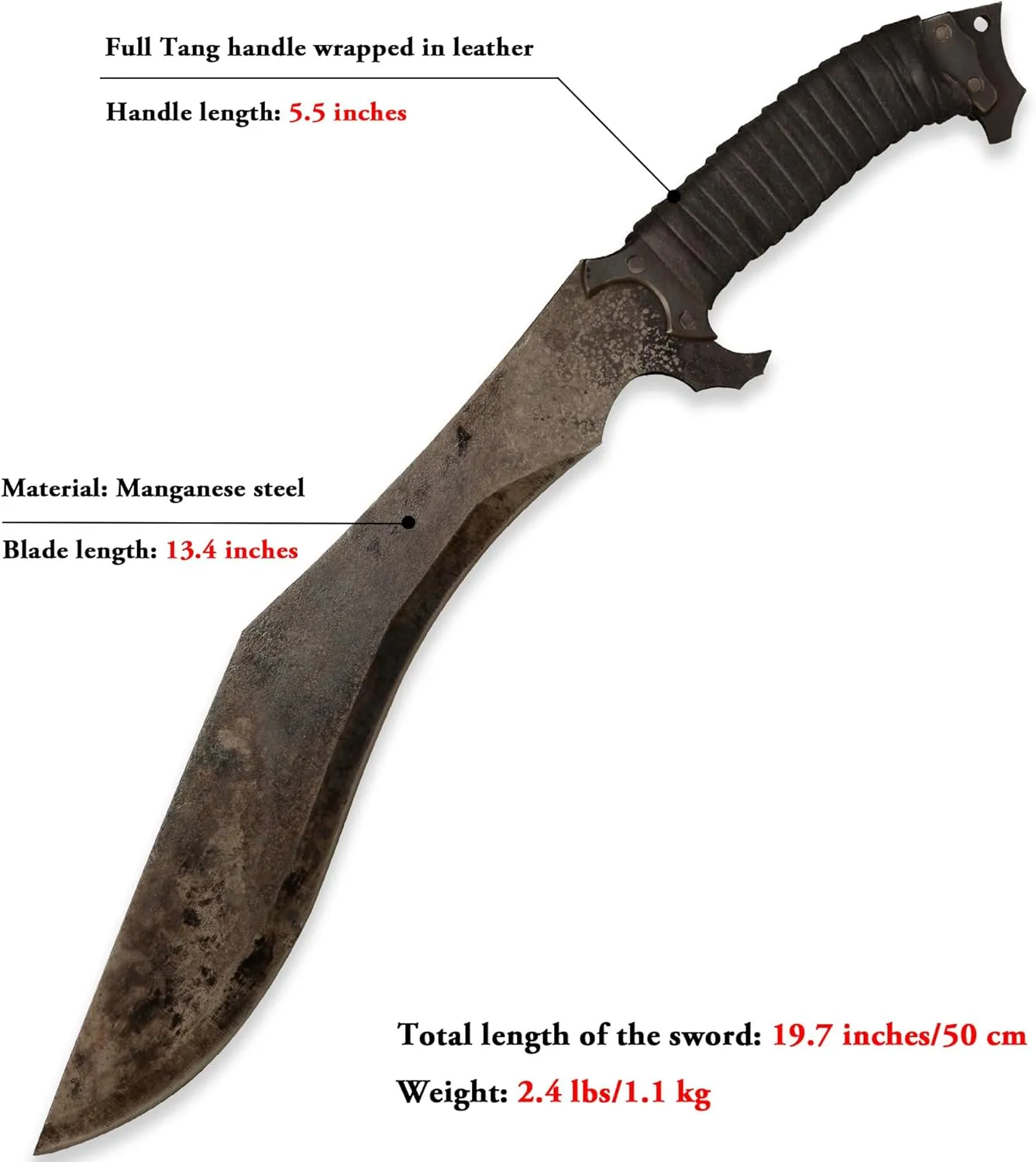 SV Handmade cast Manganese Steel Chopping Blade Sword, Full Tang, Outdoor, Hunting, Camping, Hiking, Survival, with Protective Cover, Multiple Styles to Choose from