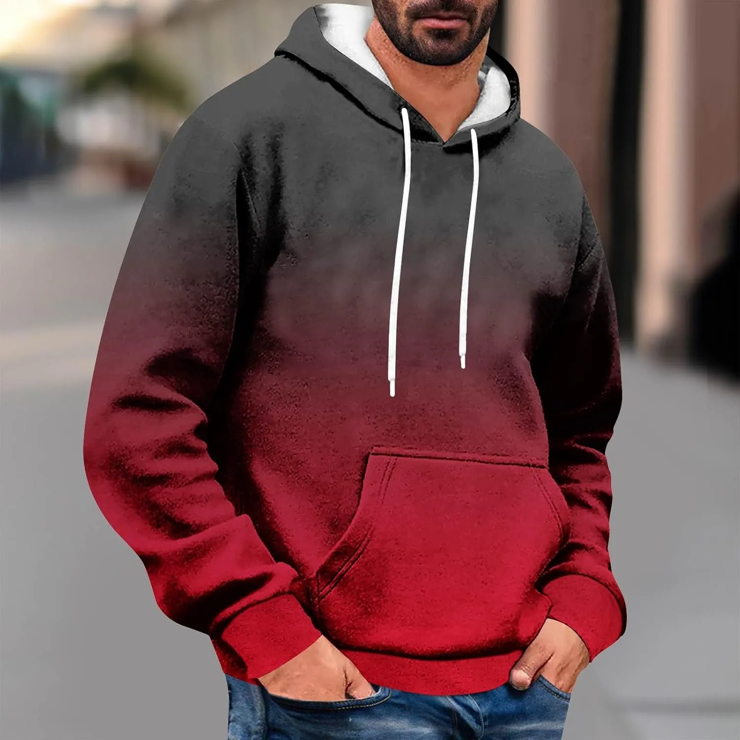 Sweatshirts for Men Stylish Vintage Drawstring Long Sleeve Hooded Sweatshirts Loose Fit Thick Graphic Fishing Hoodies