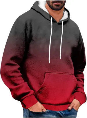 Sweatshirts for Men Stylish Vintage Drawstring Long Sleeve Hooded Sweatshirts Loose Fit Thick Graphic Fishing Hoodies