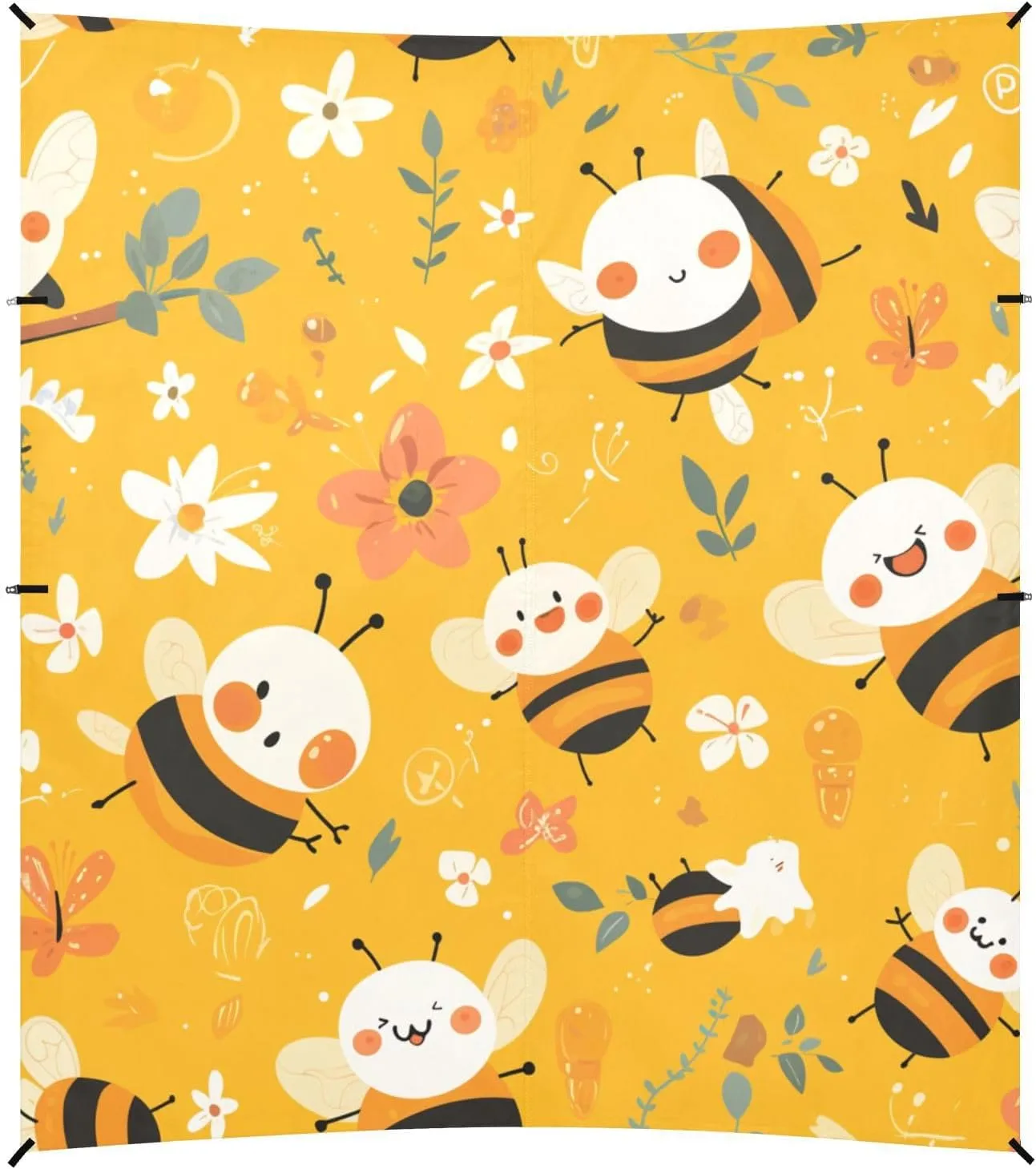 Sweet Honey Pattern Cute Bees Happy Beach Tent & Canopy UPF50  Protection Waterproof Large Portable Sun Shelter with Carrying Bag for Family Trips, Picnics & Camping