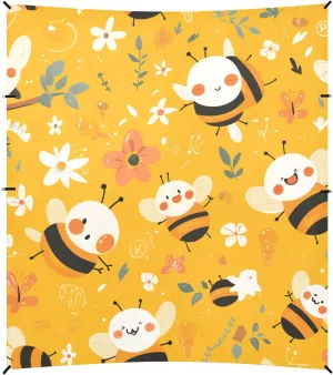 Sweet Honey Pattern Cute Bees Happy Beach Tent & Canopy UPF50  Protection Waterproof Large Portable Sun Shelter with Carrying Bag for Family Trips, Picnics & Camping