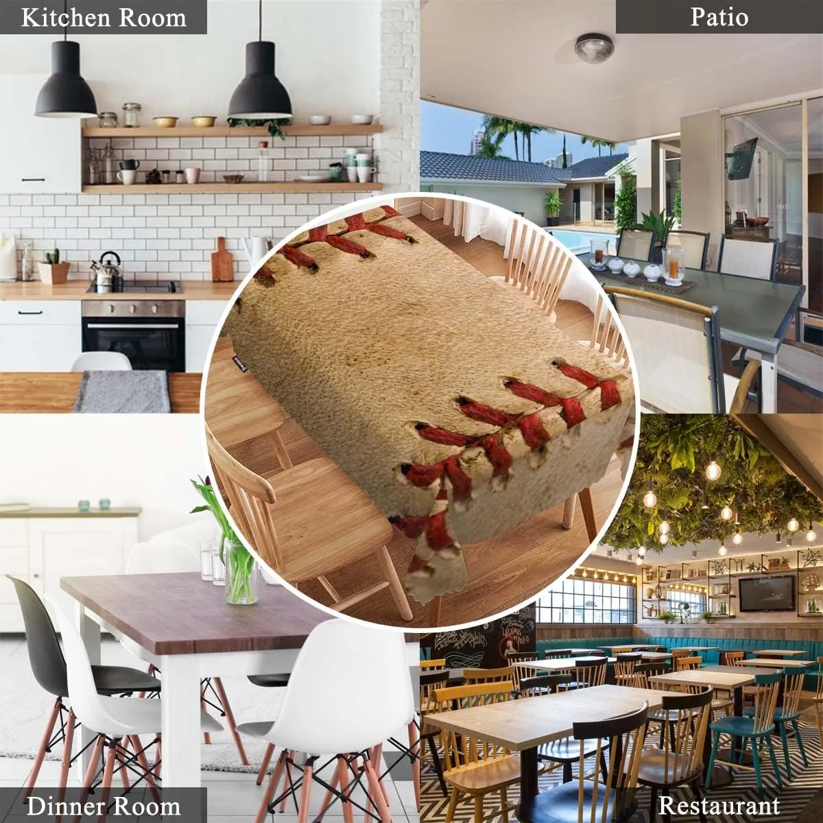 Swono Tablecloth Baseball, Sport Leather Old Worn Ball Football Table Cloth for Kitchen Dining Tabletop Decoration Parties Weddings, 52 X 70 Inch Rectangle Tablecloth