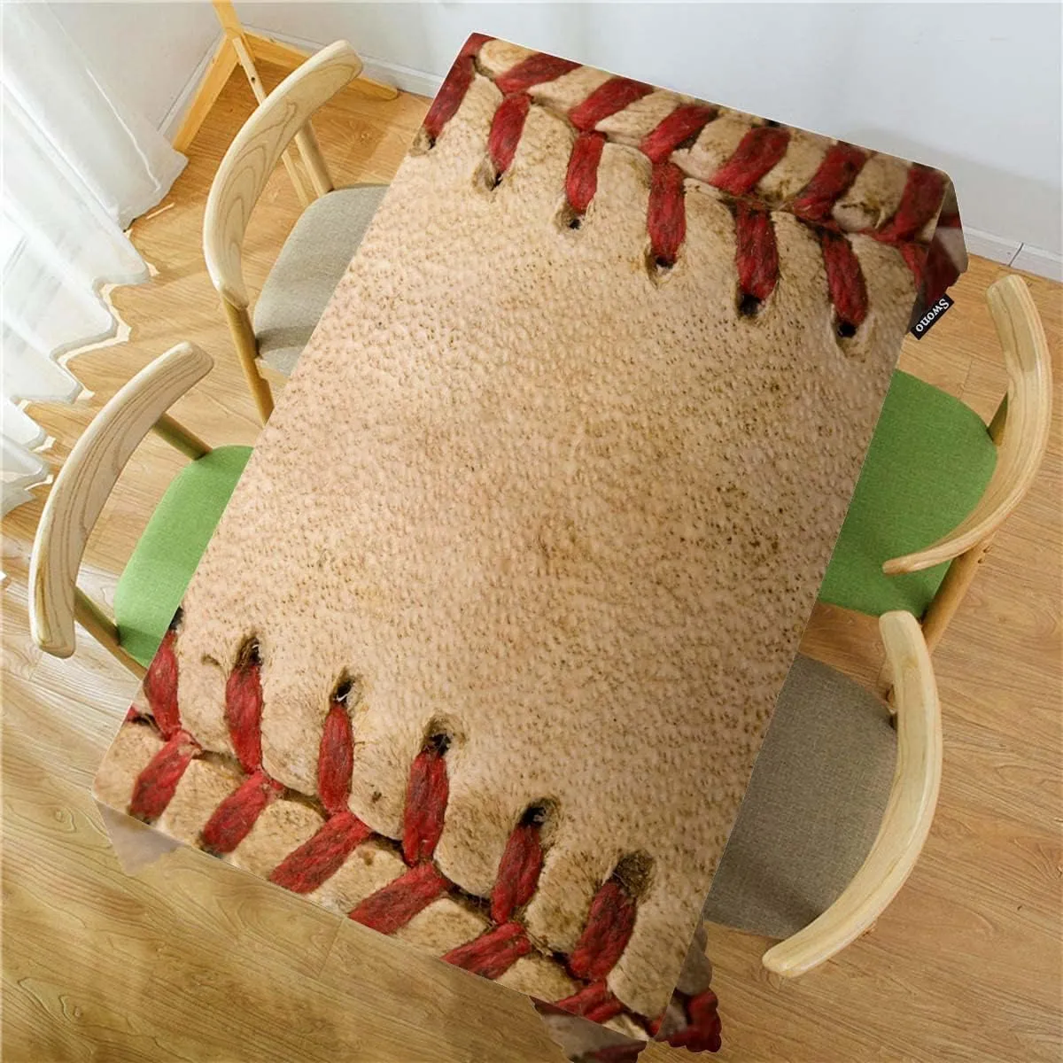 Swono Tablecloth Baseball, Sport Leather Old Worn Ball Football Table Cloth for Kitchen Dining Tabletop Decoration Parties Weddings, 52 X 70 Inch Rectangle Tablecloth